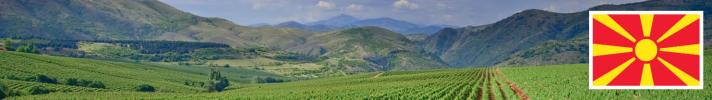 Landscape of North Macedonia and the national flag