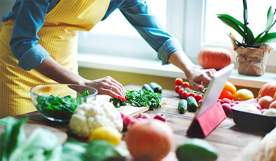 Vegetables on a cook's table